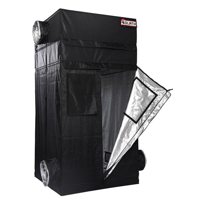 front half open The Goliath Grow Tent 4'x4'x6'11" (1 Ft. Extension Kit Included)