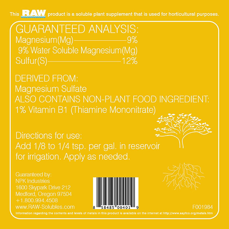 Raw Soluble Back Label with Directions for use
