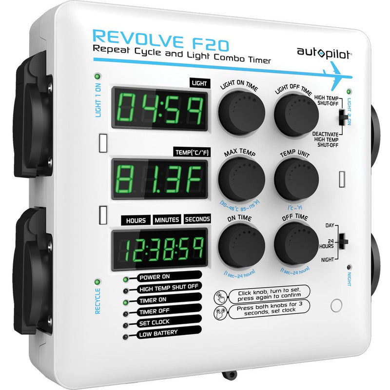 Autopilot REVOLVE F20 Repeat Cycle and Light Combo Timer for Indoor Grow Room Set Ups