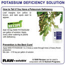 Raw Potassium Deficiency Solution Nutrient Program receipe to remove dark spots on leaves