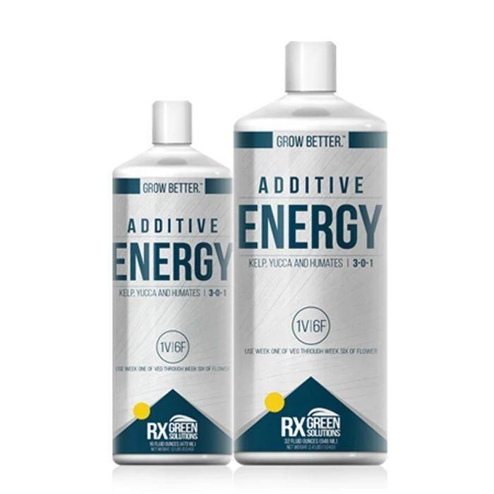 RX Green Solutions Energy bottles, a product derived from traditional and organic ingredients, including plant extracts (kelp and yucca) and humic acid