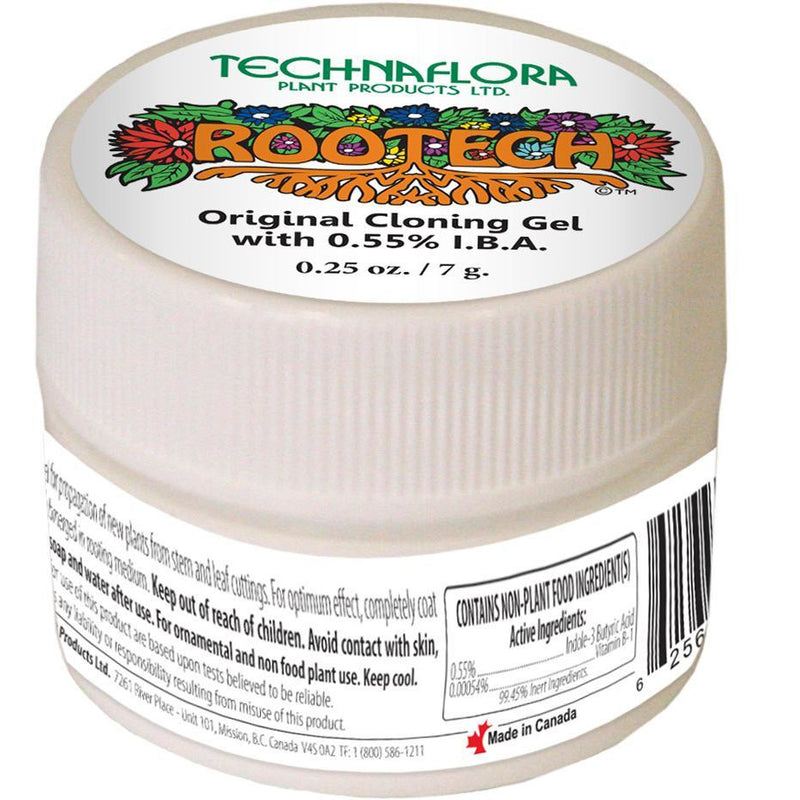 Technaflora Rootech Gel side view with listing of active ingredients
