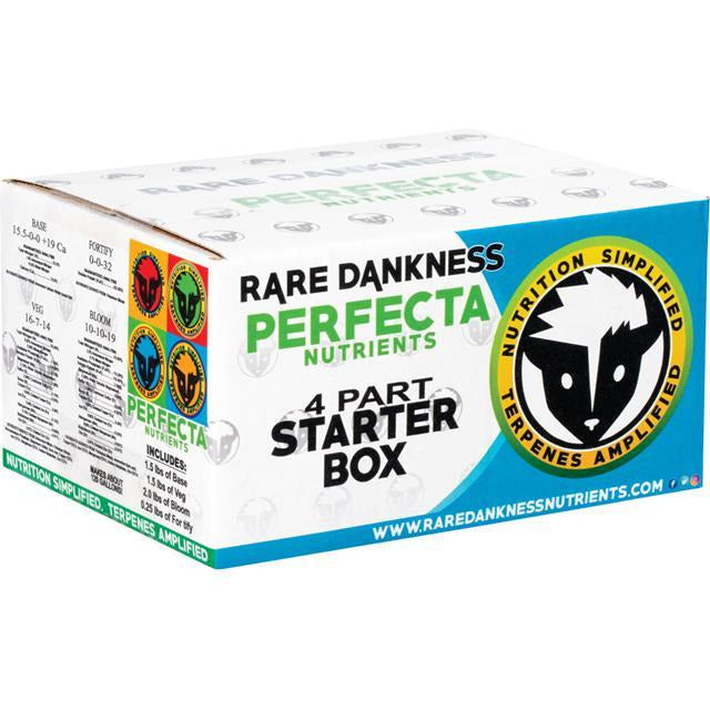 Front and Side of Rare Dankness Nutrients Perfecta Starter Box