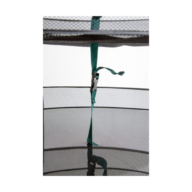 the teal strapping clips attached to the hanging drying rack